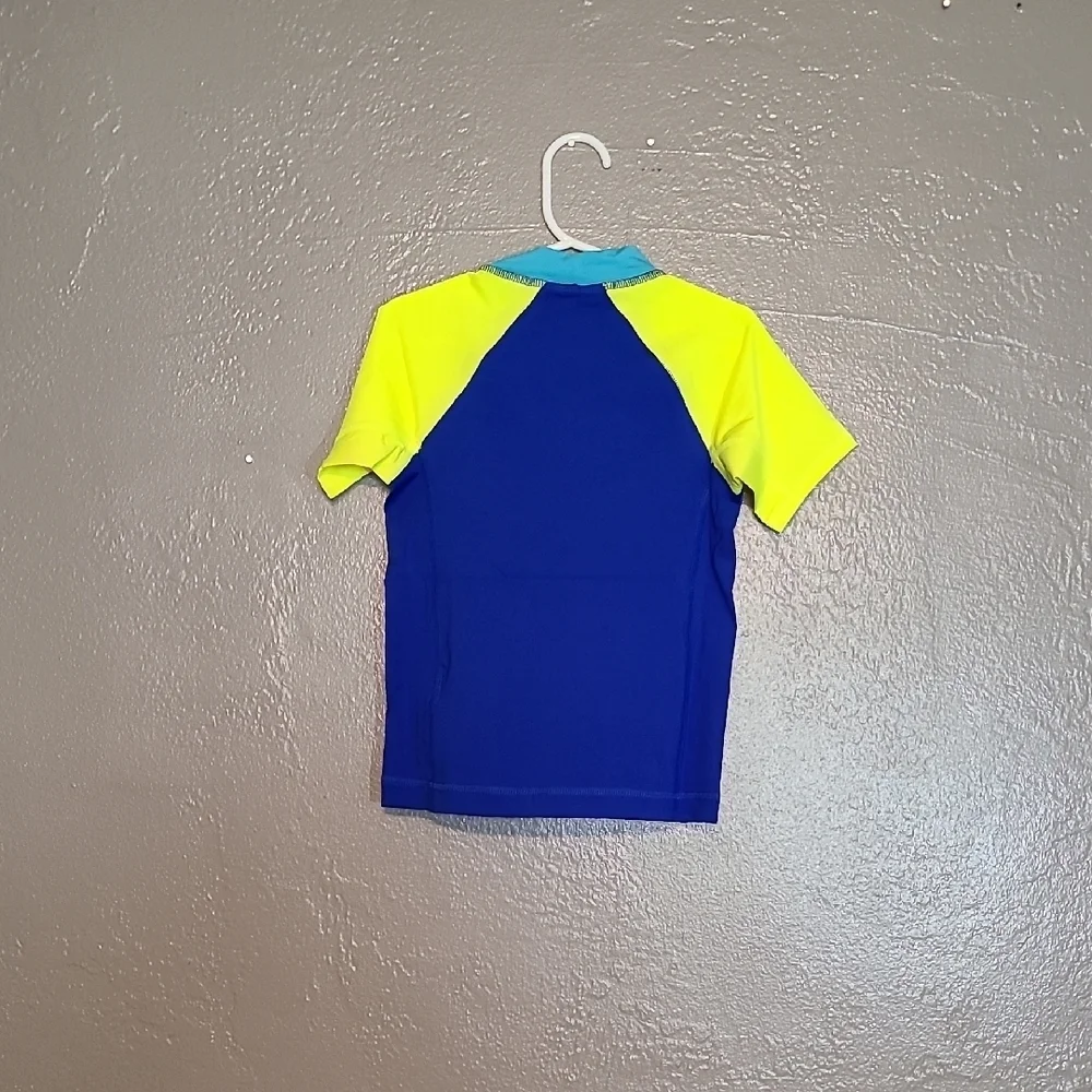 Lands' End Blue & Yellow Kids Rash Guard (Swim Shirt) Size XXS (2-3) NWOT